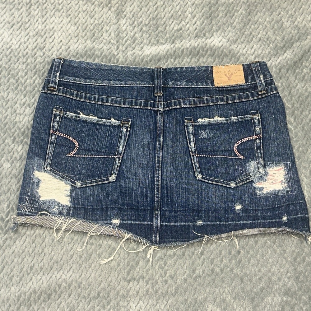Vintage American Eagle Skirt 8 Y2K Crystal Embellished Distressed Micro Mini - Picture 2 of 11